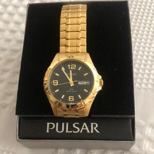 Pulsar Gold Timepiece with Black Face